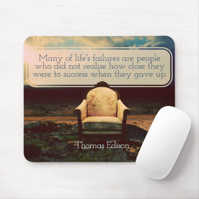 Tapis De Souris Thomas Edison Citation Inspirationnelle "Échecs" (Avec souris)