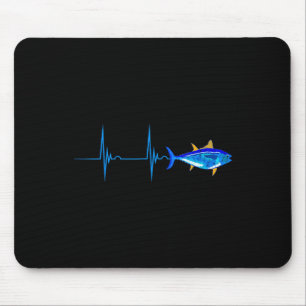 Tapis De Souris Thon rouge Caricature Ekg Pulseline Poisson de mer