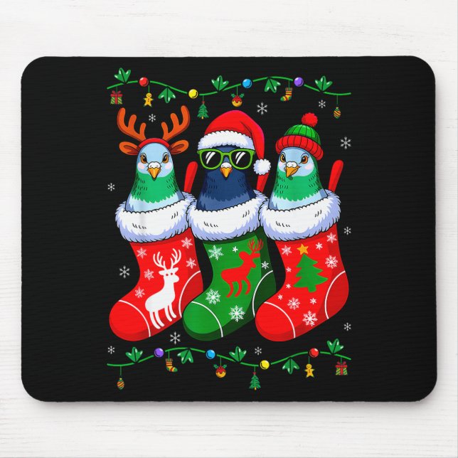 Tapis De Souris Three Geon In Christmas Socks Matching Xmas Pajama (Devant)