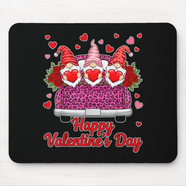 Tapis De Souris Three Gnomes And Leopard Truck Happy Valentine's D (Devant)