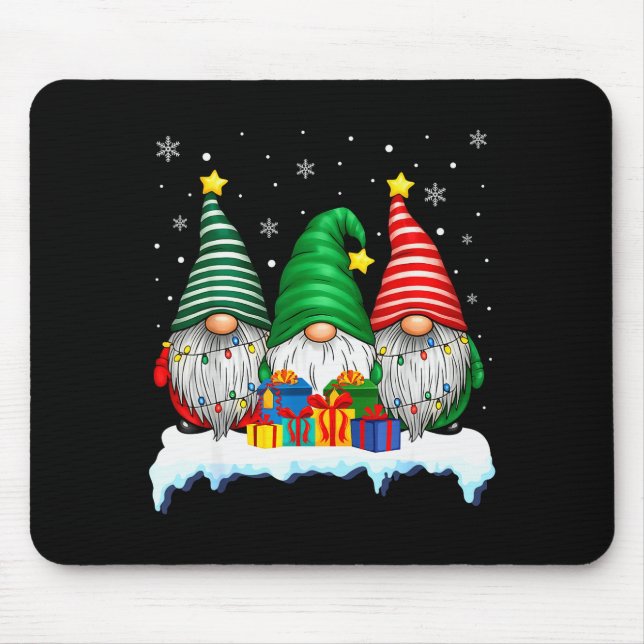 Tapis De Souris Three Gnomes Tree Lights Men Women Matching Xmas H (Devant)