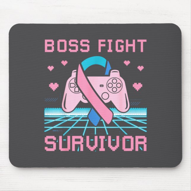 Tapis De Souris Thyroid Cancer Awareness Boss Fight Survivor Gamer (Devant)