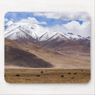 Tapis De Souris Tibet - Paysage de montagne avec yaks