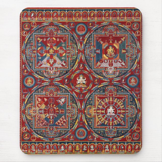 Tapis De Souris Tibétain quatre Mandalas de la série Vajravali (Devant)
