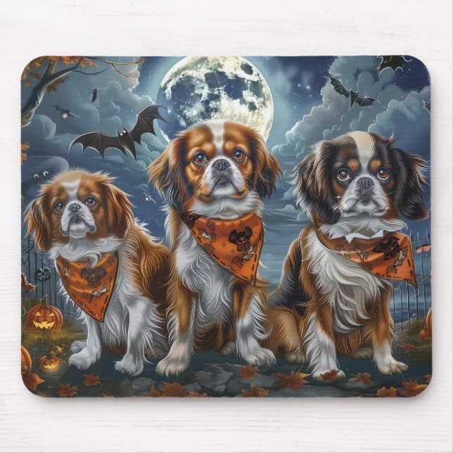 Tapis De Souris Tibetan Spaniel Halloween Épouvantable  (Devant)