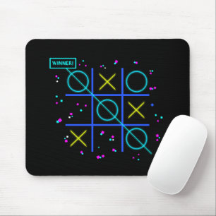 Tapis De Souris Tic Tac Toe Neon Rétro Gagnant Lueur Jeu d'Arcade