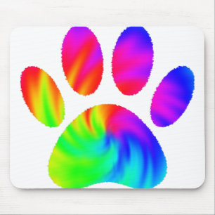 Tapis De Souris Tie Dye Chien Empreinte de patte Graphic