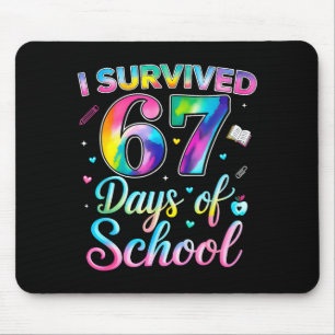 Tapis De Souris Tie Dye J'ai Survécu 67 Jours D'école Drôle Six Se