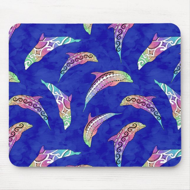 Tapis De Souris Tie Dye Marine Animals Dolphins Marlins (Devant)