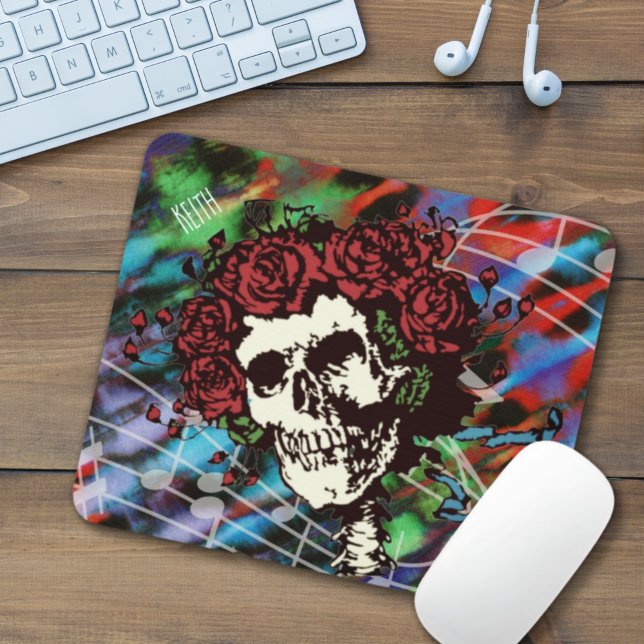 Tapis De Souris Tie Dye Skull with Roses (Créateur téléchargé)