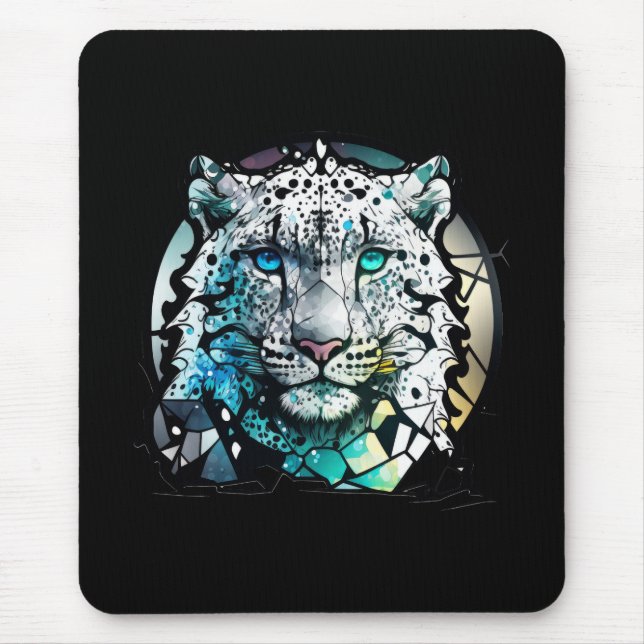 Tapis De Souris Tiger Animal Portrait Vitrail Faune Gratuite (Devant)