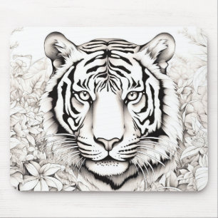 Tapis De Souris Tiger Nature paisible Prairie Sketch Style de dess