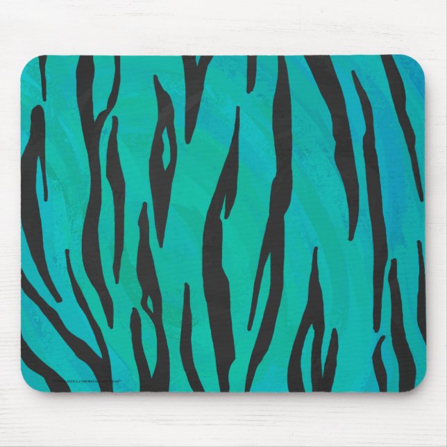 Tapis De Souris Tiger noir et Turquoise (Devant)