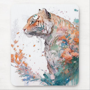 Tapis De Souris Tiger Portrait Animal Peinture Faune En Plein Air