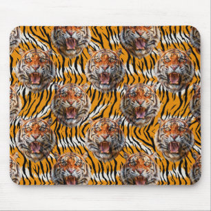 Tapis De Souris Tiger Tête Sur Tiger Skin Design Poster de animal