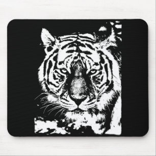 Tapis De Souris Tiger Tiger Head Black and White Pop Art Modèle
