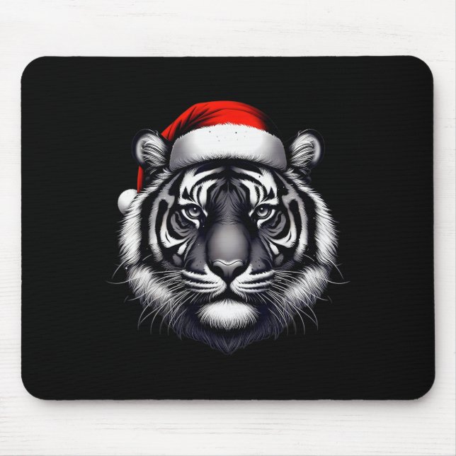 Tapis De Souris Tiger With Santa Hat Christmas Xmas Lover Zoo Keep (Devant)