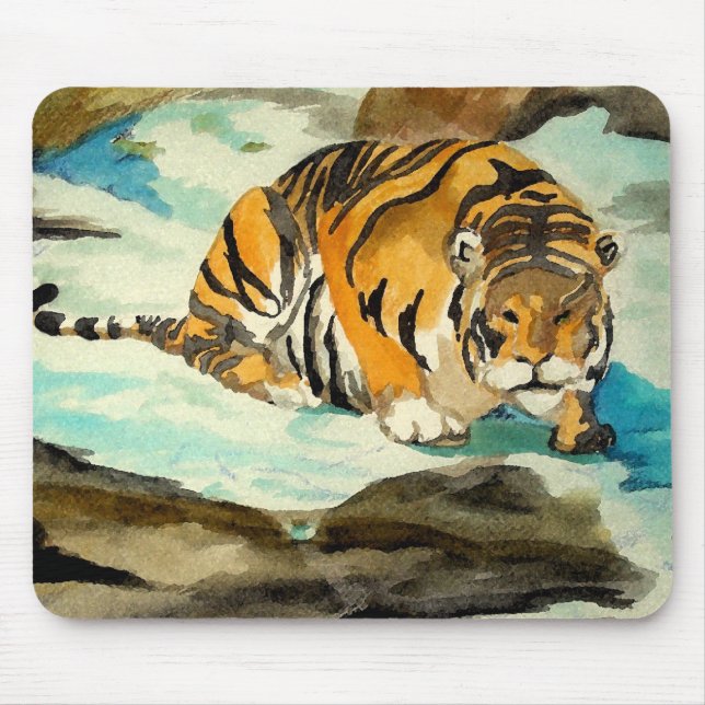 Tapis De Souris Tigre aquarelle (Devant)