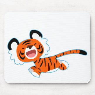 Tapis De Souris Tigre Cartoon Mignonne Sur La Course Mousepad