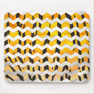 Tapis De Souris Tigre Chevron noir et orange