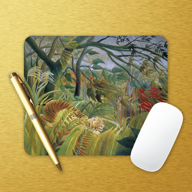 Tapis De Souris Tigre dans une tempête tropicale Henri Rousseau (Créateur téléchargé)