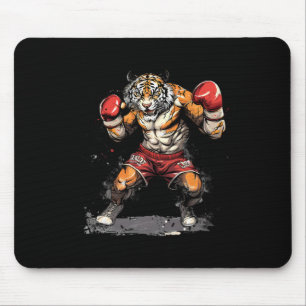 Tapis De Souris Tigre de boxe avec gants de boxe Kickboxing Drôle