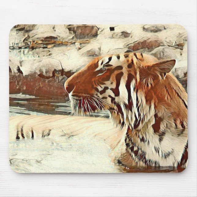 Tapis De Souris tigre de natation de couleur chaude (Devant)