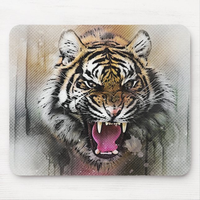 Tapis De Souris Tigre en colère (Devant)