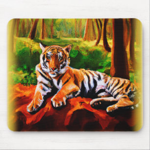 Tapis De Souris "Tigre majestueux au repos dans la nature". Comman
