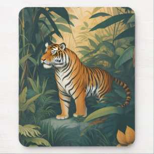 Tapis De Souris Tigre majestueux dans la Jungle Elégant Art de la