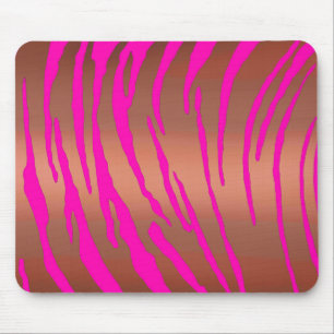 Tapis De Souris Tigre métallique rayures rose