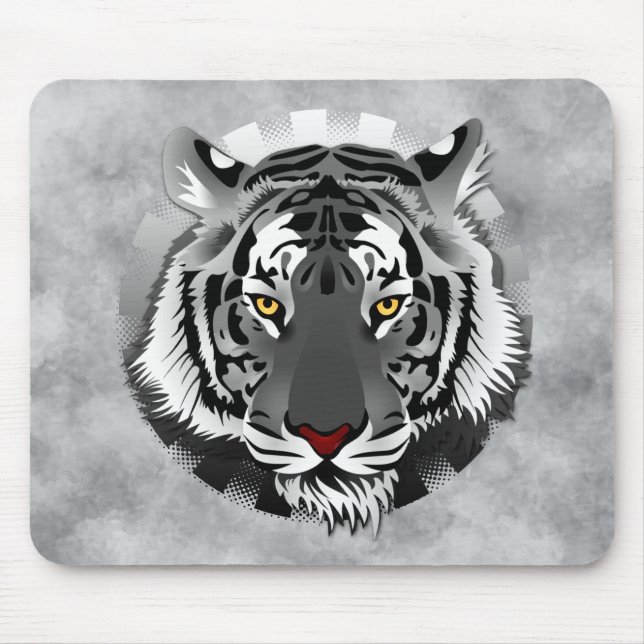 Tapis De Souris Tigre noir et blanc (Devant)