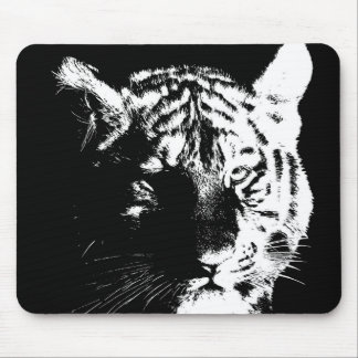 Tapis De Souris Tigre noir et blanc Pop Art