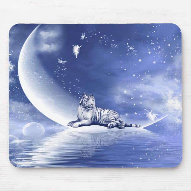 Tapis De Souris Tigre sur la lune (Devant)