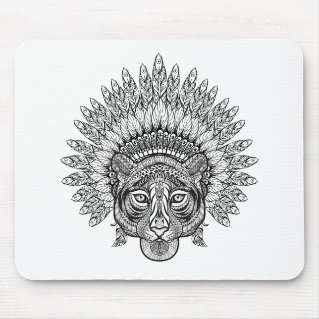 Tapis De Souris Tigre tiré par la main dans le style (Devant)