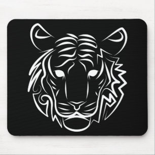 Tapis De Souris Tigre tribal noir et blanc