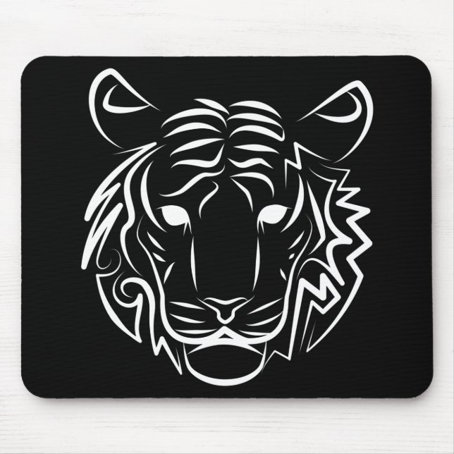 Tapis De Souris Tigre tribal noir et blanc (Devant)