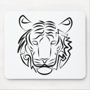 Tapis De Souris Tigre tribal noir et blanc