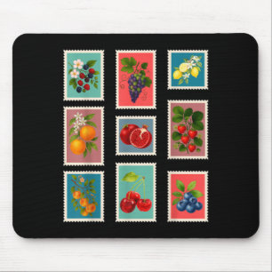 Tapis De Souris Timbre de fruits d'été Timbre de fruits vintage