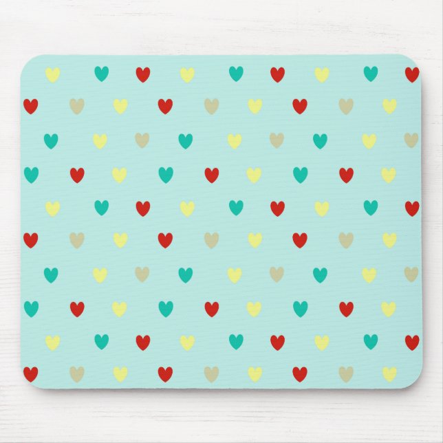 Tapis De Souris Tiny polka hearts on seafoam green (Devant)