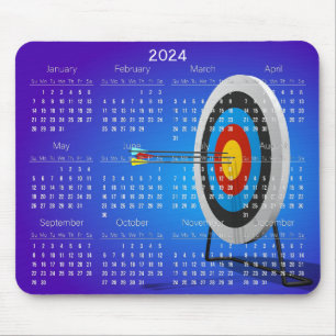 Tapis De Souris Tir à l'arc 2024 Calendrier Mousepad