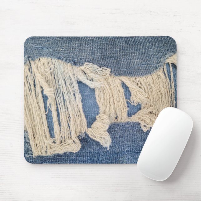 Tapis De Souris Tissu Jean bleu effilé (Avec souris)