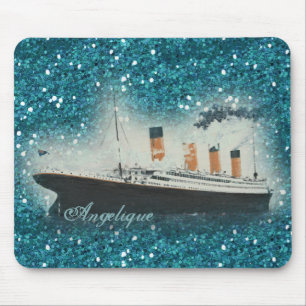 Tapis De Souris Titanic Ocean Liner Parties scintillant bleue Glam