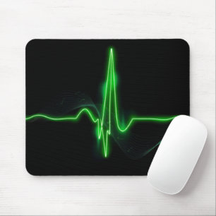 Tapis De Souris Titre : Abstrait de pulse de pulse verte brillante