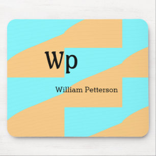 Tapis De Souris Titre de lettre de monogramme vert bleu pastel