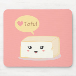 Tapis De Souris Tofu kawaii demandant aux gens d'aimer le tofu