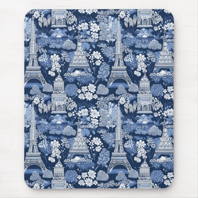 Tapis De Souris Toile Bleu Parisien complexe à motif (Devant)