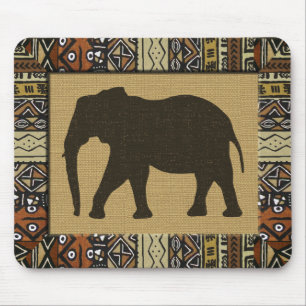 Tapis De Souris Toile de boue africaine et éléphant