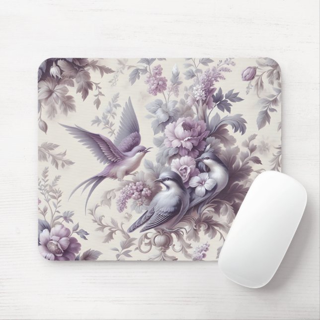 Tapis De Souris Toile de France Fleurie Birds (Avec souris)