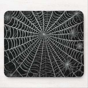 Tapis De Souris Toiles d'araignée noires et blanches Halloween